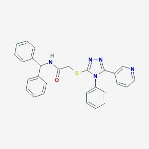 molecular formula C28H23N5OS B299845 N-benzhydryl-2-{[4-phenyl-5-(3-pyridinyl)-4H-1,2,4-triazol-3-yl]sulfanyl}acetamide 