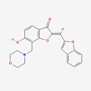 molecular formula C22H19NO5 B2998458 (Z)-2-(benzofuran-2-ylmethylene)-6-hydroxy-7-(morpholinomethyl)benzofuran-3(2H)-one CAS No. 929825-84-3