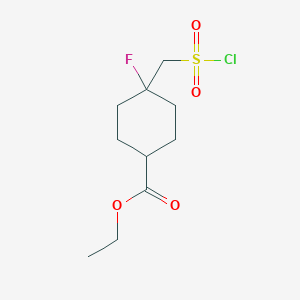 molecular formula C10H16ClFO4S B2998460 Ethyl-4-[(chlorosulfonyl)methyl]-4-fluorocyclohexane-1-carboxylate CAS No. 1807941-10-1