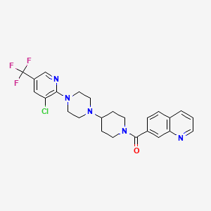 molecular formula C25H25ClF3N5O B2998467 7-(4-{4-[3-氯-5-(三氟甲基)吡啶-2-基]哌嗪-1-基}哌啶-1-羧酰)喹啉 CAS No. 2097935-84-5