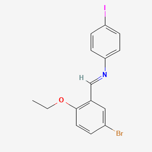 molecular formula C15H13BrINO B2998468 N-[(E)-(5-bromo-2-ethoxyphenyl)methylidene]-4-iodoaniline CAS No. 477886-97-8