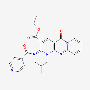 molecular formula C24H23N5O4 B2998478 (E)-ethyl 1-isobutyl-2-(isonicotinoylimino)-5-oxo-2,5-dihydro-1H-dipyrido[1,2-a:2',3'-d]pyrimidine-3-carboxylate CAS No. 685859-95-4