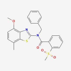molecular formula C24H22N2O4S2 B2998488 N-benzyl-N-(4-methoxy-7-methylbenzo[d]thiazol-2-yl)-2-(methylsulfonyl)benzamide CAS No. 899964-04-6