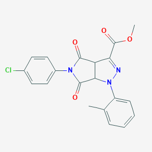 molecular formula C20H16ClN3O4 B299849 Methyl 5-(4-chlorophenyl)-1-(2-methylphenyl)-4,6-dioxo-1,3a,4,5,6,6a-hexahydropyrrolo[3,4-c]pyrazole-3-carboxylate 