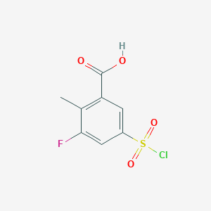molecular formula C8H6ClFO4S B2998495 5-(Chlorosulfonyl)-3-fluoro-2-methylbenzoic acid CAS No. 1909326-68-6