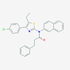 molecular formula C30H25ClN2OS B299850 N-[4-(4-chlorophenyl)-5-ethyl-1,3-thiazol-2-yl]-N-(2-naphthyl)-3-phenylpropanamide 
