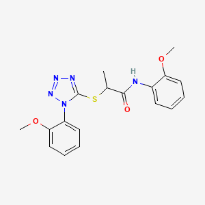 molecular formula C18H19N5O3S B2998540 N-(2-methoxyphenyl)-2-{[1-(2-methoxyphenyl)-1H-tetrazol-5-yl]sulfanyl}propanamide CAS No. 924838-16-4