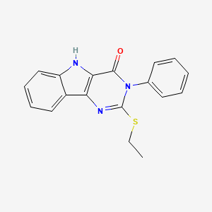 molecular formula C18H15N3OS B2998548 2-ethylsulfanyl-3-phenyl-5H-pyrimido[5,4-b]indol-4-one CAS No. 536703-98-7