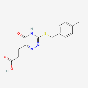 molecular formula C14H15N3O3S B2998555 3-(3-((4-Methylbenzyl)thio)-5-oxo-4,5-dihydro-1,2,4-triazin-6-yl)propanoic acid CAS No. 898607-81-3