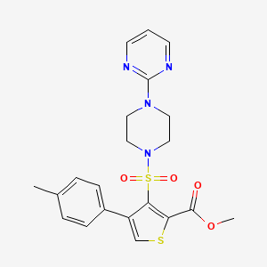molecular formula C21H22N4O4S2 B2998561 Methyl 4-(4-methylphenyl)-3-[(4-pyrimidin-2-ylpiperazin-1-yl)sulfonyl]thiophene-2-carboxylate CAS No. 941978-75-2