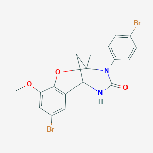 molecular formula C18H16Br2N2O3 B2998562 8-bromo-3-(4-bromophenyl)-10-methoxy-2-methyl-5,6-dihydro-2H-2,6-methanobenzo[g][1,3,5]oxadiazocin-4(3H)-one CAS No. 899353-71-0