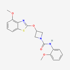 molecular formula C19H19N3O4S B2998563 3-((4-methoxybenzo[d]thiazol-2-yl)oxy)-N-(2-methoxyphenyl)azetidine-1-carboxamide CAS No. 1421490-93-8