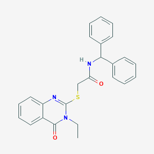 molecular formula C25H23N3O2S B299857 N-benzhydryl-2-[(3-ethyl-4-oxo-3,4-dihydro-2-quinazolinyl)sulfanyl]acetamide 