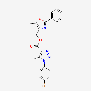 molecular formula C21H17BrN4O3 B2998573 (5-methyl-2-phenyloxazol-4-yl)methyl 1-(4-bromophenyl)-5-methyl-1H-1,2,3-triazole-4-carboxylate CAS No. 946214-52-4