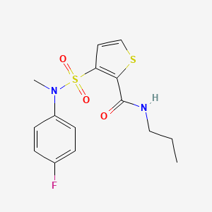 molecular formula C15H17FN2O3S2 B2998582 3-{[(4-fluorophenyl)(methyl)amino]sulfonyl}-N-propylthiophene-2-carboxamide CAS No. 1251583-53-5
