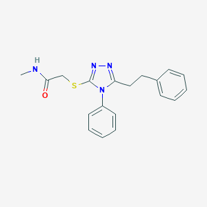 molecular formula C19H20N4OS B299859 N-methyl-2-{[4-phenyl-5-(2-phenylethyl)-4H-1,2,4-triazol-3-yl]sulfanyl}acetamide 