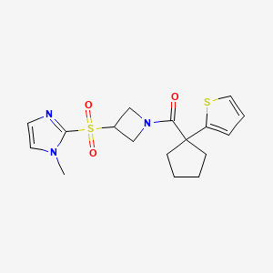 B2998596 (3-((1-methyl-1H-imidazol-2-yl)sulfonyl)azetidin-1-yl)(1-(thiophen-2-yl)cyclopentyl)methanone CAS No. 2309258-15-7