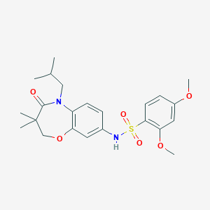 molecular formula C23H30N2O6S B2998608 N-(5-isobutyl-3,3-dimethyl-4-oxo-2,3,4,5-tetrahydrobenzo[b][1,4]oxazepin-8-yl)-2,4-dimethoxybenzenesulfonamide CAS No. 921993-21-7