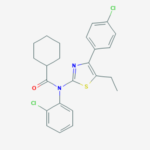 N-(2-chlorophenyl)-N-[4-(4-chlorophenyl)-5-ethyl-1,3-thiazol-2-yl]cyclohexanecarboxamide
