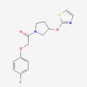 molecular formula C15H15FN2O3S B2998616 2-(4-氟苯氧基)-1-(3-(噻唑-2-氧基)吡咯烷-1-基)乙酮 CAS No. 2198916-00-4