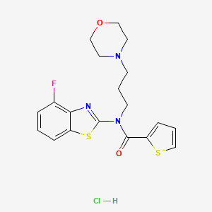 molecular formula C19H21ClFN3O2S2 B2998620 N-(4-氟苯并[d]噻唑-2-基)-N-(3-吗啉丙基)噻吩-2-甲酰胺盐酸盐 CAS No. 1215471-30-9