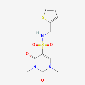 molecular formula C11H13N3O4S2 B2998628 1,3-dimethyl-2,4-dioxo-N-(thiophen-2-ylmethyl)pyrimidine-5-sulfonamide CAS No. 872193-17-4