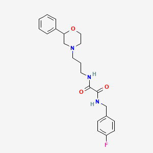 molecular formula C22H26FN3O3 B2998639 N1-(4-fluorobenzyl)-N2-(3-(2-phenylmorpholino)propyl)oxalamide CAS No. 953941-48-5