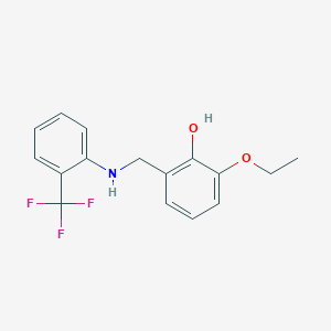 molecular formula C16H16F3NO2 B2998651 2-乙氧基-6-({[2-(三氟甲基)苯基]氨基}甲基)苯酚 CAS No. 1232767-93-9