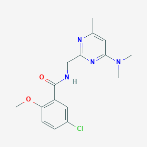 molecular formula C16H19ClN4O2 B2998652 5-Chloro-N-[[4-(dimethylamino)-6-methylpyrimidin-2-yl]methyl]-2-methoxybenzamide CAS No. 1797662-60-2