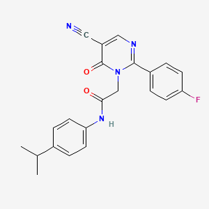 molecular formula C22H19FN4O2 B2998669 2-(5-cyano-2-(4-fluorophenyl)-6-oxopyrimidin-1(6H)-yl)-N-(4-isopropylphenyl)acetamide CAS No. 1251630-53-1