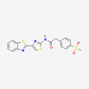 molecular formula C19H15N3O3S3 B2998678 N-(4-(苯并[d]噻唑-2-基)噻唑-2-基)-2-(4-(甲基磺酰基)苯基)乙酰胺 CAS No. 941883-62-1