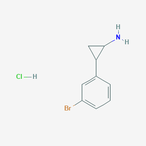 molecular formula C9H11BrClN B2998683 2-(3-Bromophenyl)cyclopropan-1-amine hydrochloride CAS No. 1305710-84-2