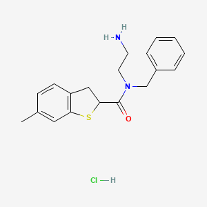 molecular formula C19H23ClN2OS B2998684 N-(2-Aminoethyl)-N-benzyl-6-methyl-2,3-dihydro-1-benzothiophene-2-carboxamide;hydrochloride CAS No. 2418730-37-5