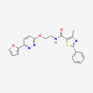 molecular formula C21H18N4O3S B2998690 N-(2-((6-(呋喃-2-基)哒嗪-3-基)氧基)乙基)-4-甲基-2-苯基噻唑-5-甲酰胺 CAS No. 920357-97-7