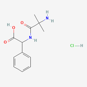 molecular formula C12H17ClN2O3 B2998695 2-(2-氨基-2-甲基丙酰胺)-2-苯基乙酸盐酸盐 CAS No. 1334145-95-7