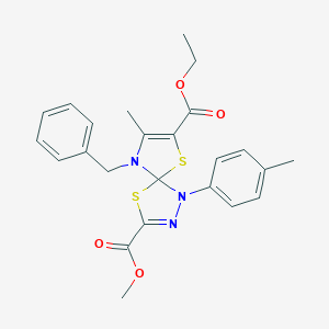 molecular formula C24H25N3O4S2 B299870 7-Ethyl 3-methyl 9-benzyl-8-methyl-1-(4-methylphenyl)-4,6-dithia-1,2,9-triazaspiro[4.4]nona-2,7-diene-3,7-dicarboxylate 