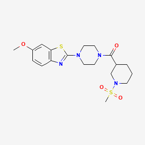 molecular formula C19H26N4O4S2 B2998700 (4-(6-甲氧苯并[d]噻唑-2-基)哌嗪-1-基)(1-(甲磺基)哌啶-3-基)甲酮 CAS No. 1058189-31-3