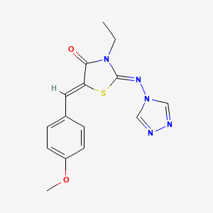 molecular formula C15H15N5O2S B2998717 (5Z)-3-乙基-5-[(4-甲氧基苯基)亚甲基]-2-[(4H-1,2,4-三唑-4-基)亚氨基]-1,3-噻唑烷-4-酮 CAS No. 478258-91-2