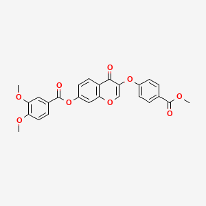 B2998718 3-(4-(methoxycarbonyl)phenoxy)-4-oxo-4H-chromen-7-yl 3,4-dimethoxybenzoate CAS No. 637750-43-7