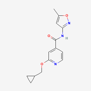 molecular formula C14H15N3O3 B2998732 2-(环丙基甲氧基)-N-(5-甲基异恶唑-3-基)异烟酰胺 CAS No. 2034444-07-8