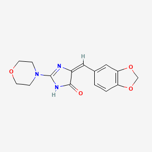 molecular formula C15H15N3O4 B2998734 5-[(E)-1,3-苯并二氧杂环-5-基亚甲基]-2-吗啉-3,5-二氢-4H-咪唑-4-酮 CAS No. 860611-97-8