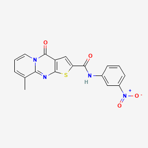 molecular formula C18H12N4O4S B2998735 9-甲基-N-(3-硝基苯基)-4-氧代-4H-吡啶并[1,2-a]噻吩并[2,3-d]嘧啶-2-甲酰胺 CAS No. 690253-38-4