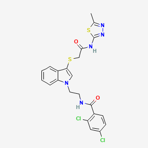 2,4-dichloro-N-(2-(3-((2-((5-methyl-1,3,4-thiadiazol-2-yl)amino)-2-oxoethyl)thio)-1H-indol-1-yl)ethyl)benzamide