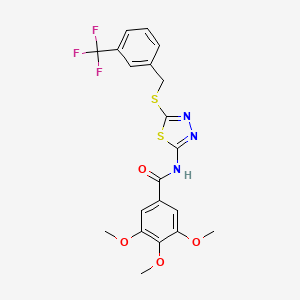 molecular formula C20H18F3N3O4S2 B2998776 3,4,5-三甲氧基-N-[5-[[3-(三氟甲基)苯基]甲基硫代]-1,3,4-噻二唑-2-基]苯甲酰胺 CAS No. 392302-35-1