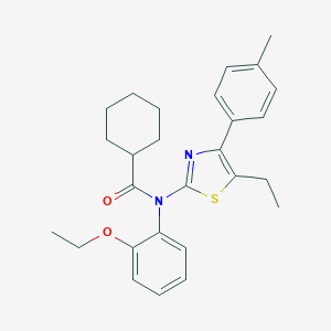 molecular formula C27H32N2O2S B299878 N-(2-ethoxyphenyl)-N-[5-ethyl-4-(4-methylphenyl)-1,3-thiazol-2-yl]cyclohexanecarboxamide 