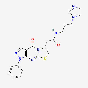 N-(3-imidazol-1-ylpropyl)-2-(2-oxo-6-phenyl-10-thia-1,5,6,8-tetrazatricyclo[7.3.0.03,7]dodeca-3(7),4,8-trien-12-yl)acetamide