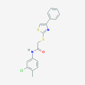 molecular formula C18H15ClN2OS2 B299880 N-(3-chloro-4-methylphenyl)-2-[(4-phenyl-1,3-thiazol-2-yl)sulfanyl]acetamide 