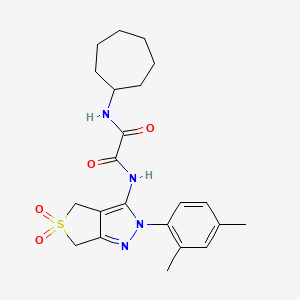 molecular formula C22H28N4O4S B2998805 N1-cycloheptyl-N2-(2-(2,4-dimethylphenyl)-5,5-dioxido-4,6-dihydro-2H-thieno[3,4-c]pyrazol-3-yl)oxalamide CAS No. 899944-88-8