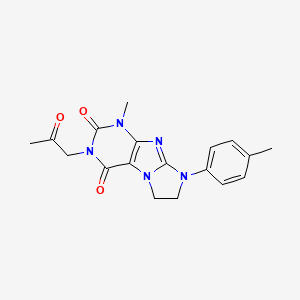 molecular formula C18H19N5O3 B2998806 1-methyl-3-(2-oxopropyl)-8-(p-tolyl)-7,8-dihydro-1H-imidazo[2,1-f]purine-2,4(3H,6H)-dione CAS No. 887888-91-7