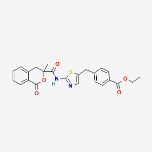 Ethyl 4-((2-(3-methyl-1-oxoisochroman-3-carboxamido)thiazol-5-yl)methyl)benzoate